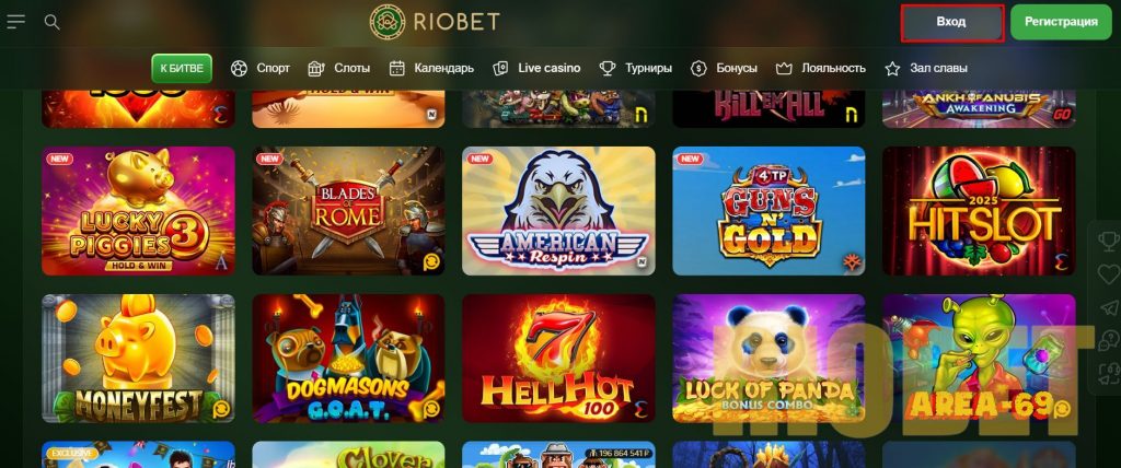 Кнопка входа Riobet