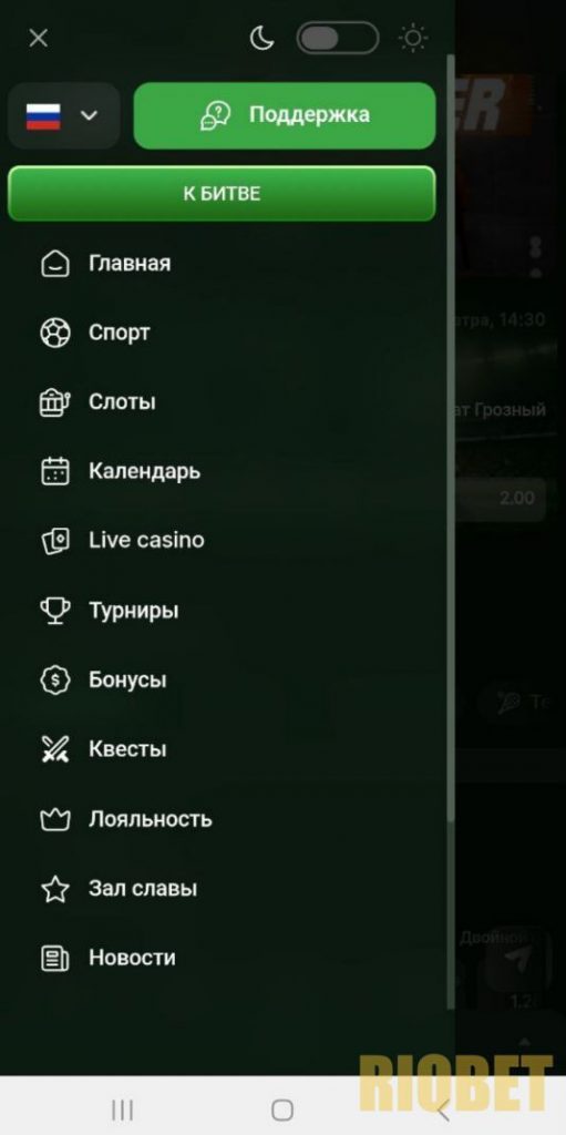 Мобильное приложение Riobet 2